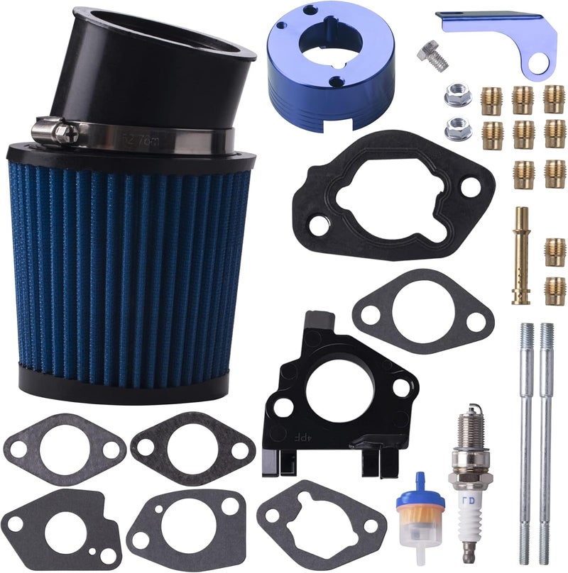 MRELC Air Filter Adapter Jet Kit for Predator 301cc 420cc 11hp 13hp 15hp GX340 GX390 389cc Stage 1 Mini Bike Parts Go Kart Golf Cart Lawnmower Water Pump Pressure Washer Generator OHV Engine (Blue) - Image 1